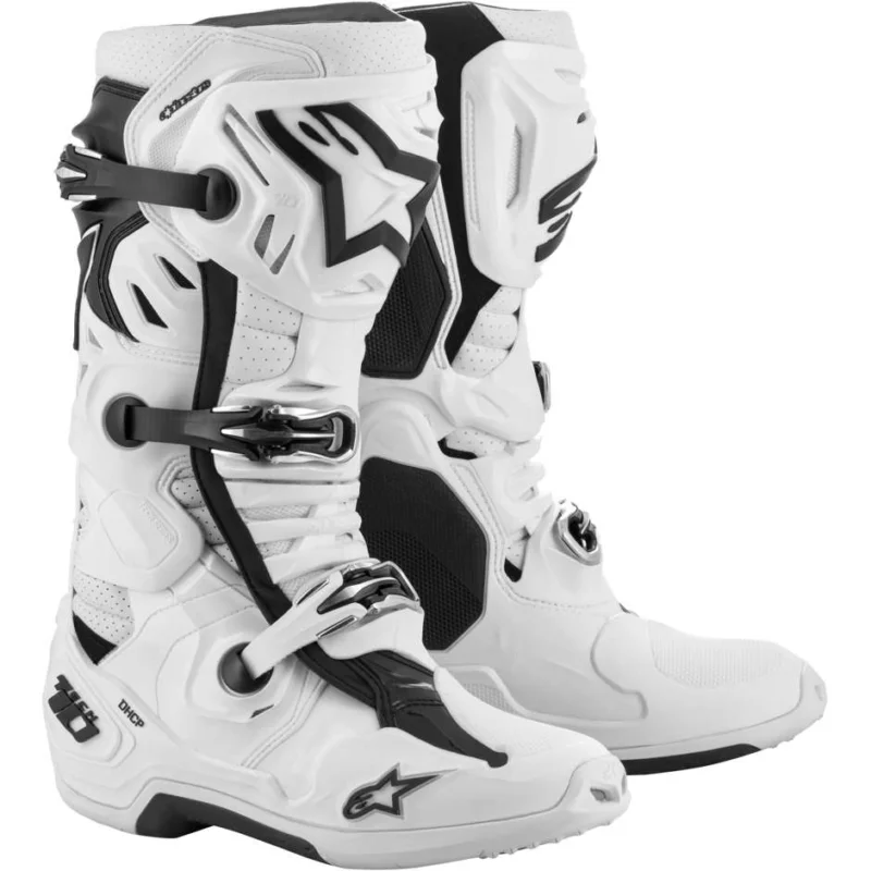 Popolare Cross Enduro Motorcycle Boots Alpinestars TECH 10 SUPERVENTED White Black