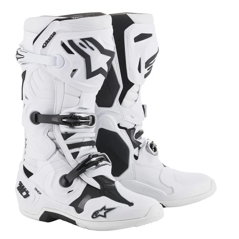 Cross Enduro Motorcycle Boots Alpinestars TECH 10 White Black Miglior Prezzo