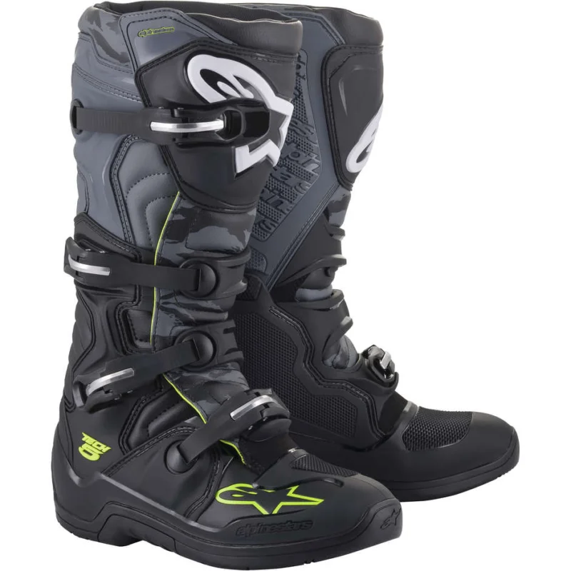 Offerta Cross Enduro Motorcycle Boots Alpinestars TECH 5 Black Cool Gray Yellow Fluo