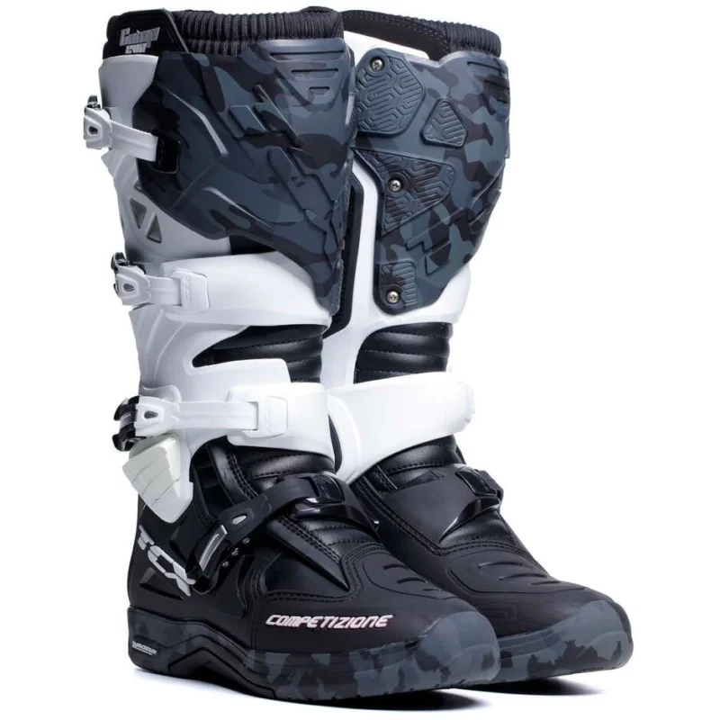 Cross Enduro Motorcycle Boots TCX COMP EVO 2 MICHELIN Black White Camo Offerta
