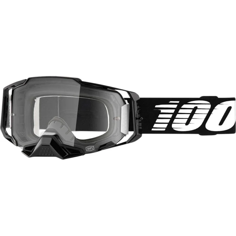 Cross Enduro Motorcycle Glasses 100% ARMEGA Black Transparent Lens Ordina Subito
