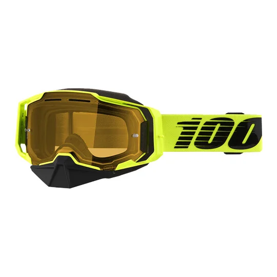 Miglior Prezzo Cross Enduro Motorcycle Glasses 100% ARMEGA SNOW NUCLEAR CITRUS Yellow Lens