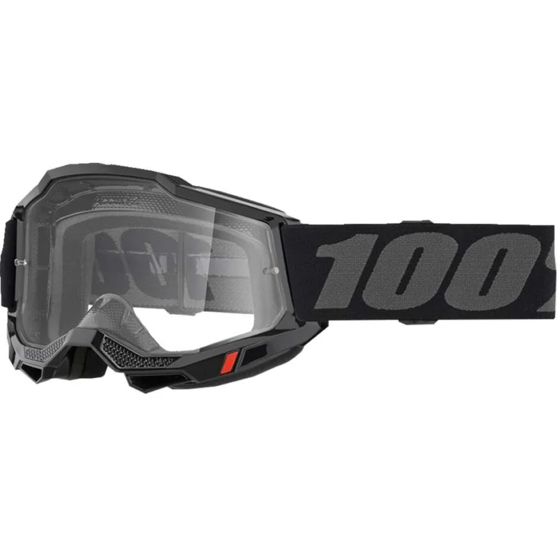 Solo Oggi Cross Enduro Motorcycle Glasses Mask 100% ACCURI 2 OTG BLACK Transparent Lens