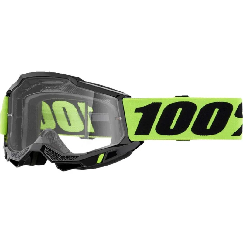 A Buon Prezzo Cross Enduro Motorcycle Glasses Mask 100% ACCURI 2 OTG NEON Yellow Transparent Lens