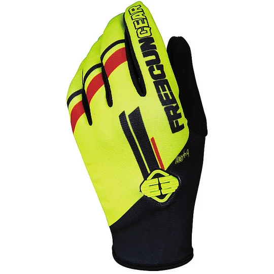 Cross Enduro Motorcycle Gloves Freegun DEVO COLLEGE Yellow Fluo Popolare