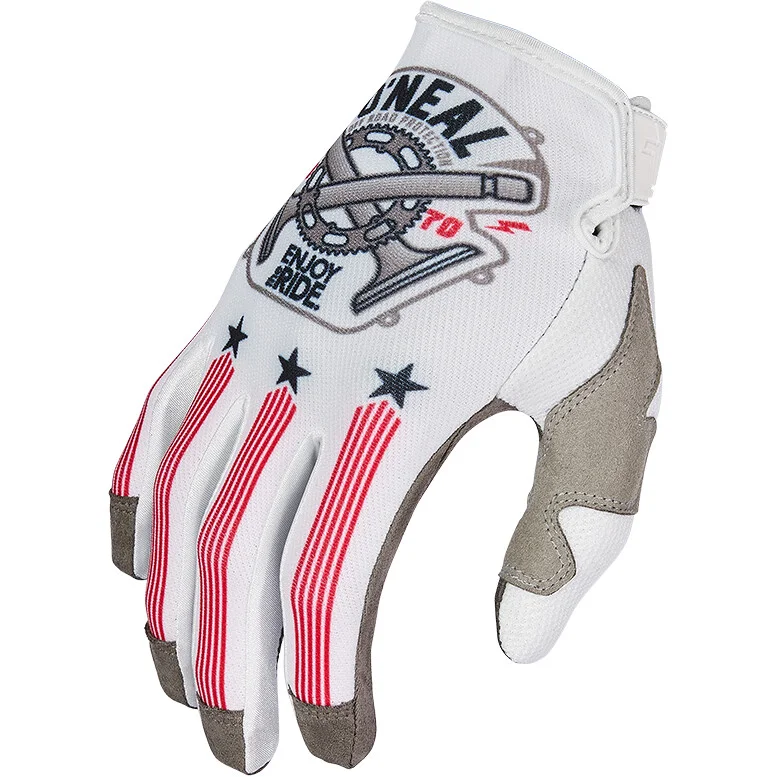 Cross Enduro Motorcycle Gloves Oneal MAYHEM Glove PISTON V.23 White Black Red Compra Oggi Stesso