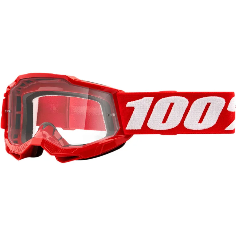 Spedizione Gratuita Cross Enduro Motorcycle Goggles Child 100% ACCURI 2 Jr Neon Red Transparent Lens