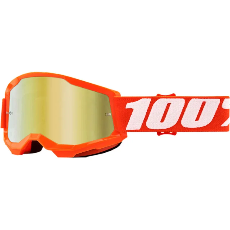 Cross Enduro Motorcycle Goggles Child 100% STRATA 2 Jr Orange Gold Mirror Lens Ordina Subito