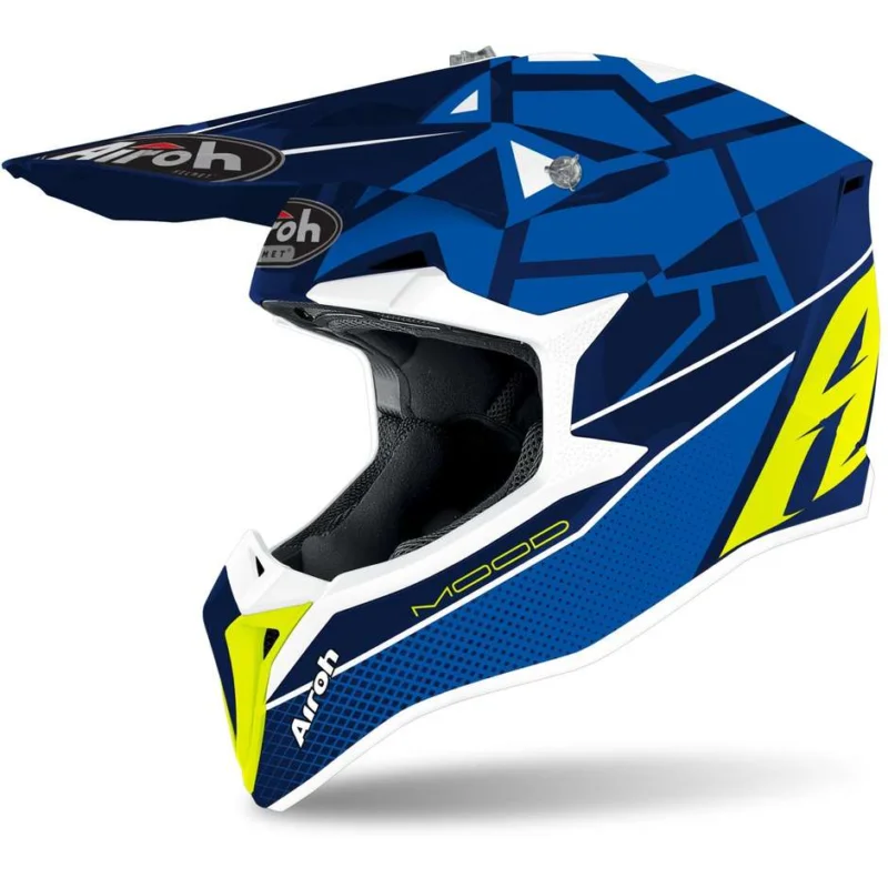 Cross Enduro Motorcycle Helmet Airoh WRAAP Mood Glossy Blue Ultima Occasione