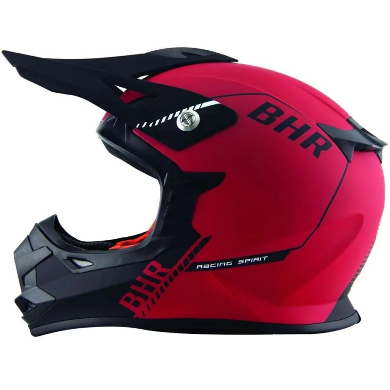 Cross Enduro Motorcycle Helmet BHR 812 Off Road Red Black Opaque Spedizione Espresso