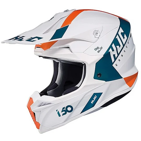 Cross Enduro Motorcycle Helmet HJC i50 ERASED MC47SF White Orange Blue Promozione Esclusiva