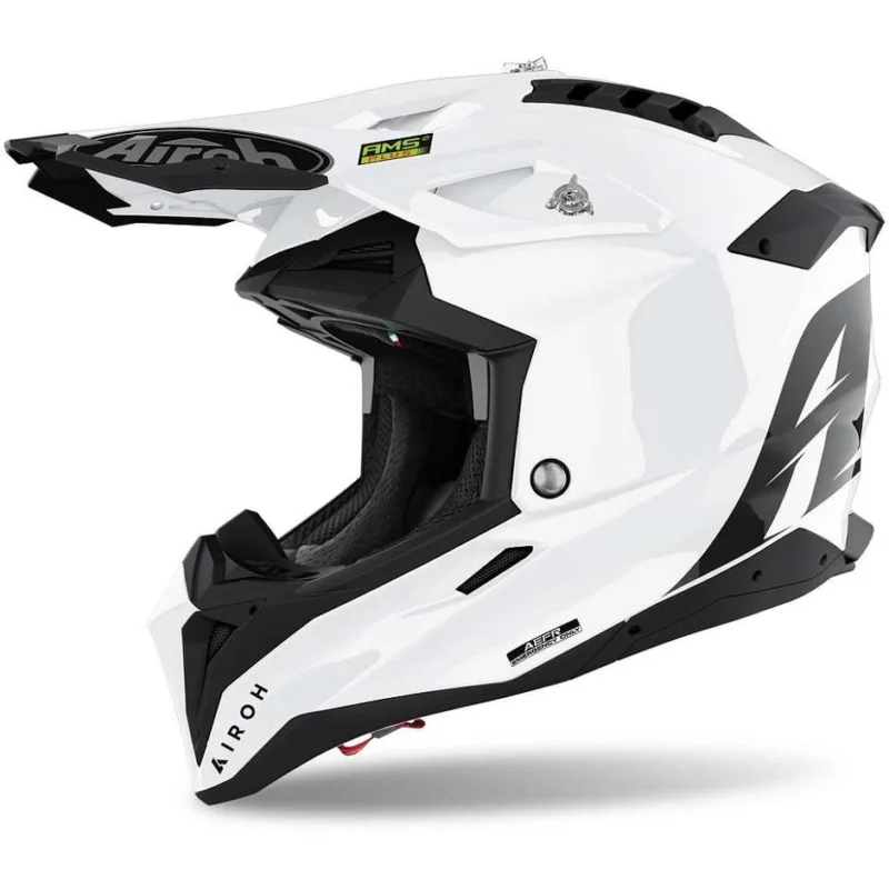 Professionale Cross Enduro Motorcycle Helmet In HPC Fiber Airoh AVIATOR 3 White Color