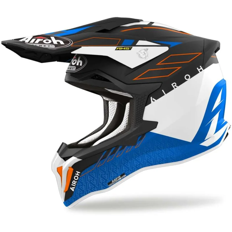 Cross Enduro Motorcycle Helmet In HPC Fiber Airoh STRYCKER SKIN Matt Blue Promo Stagionale