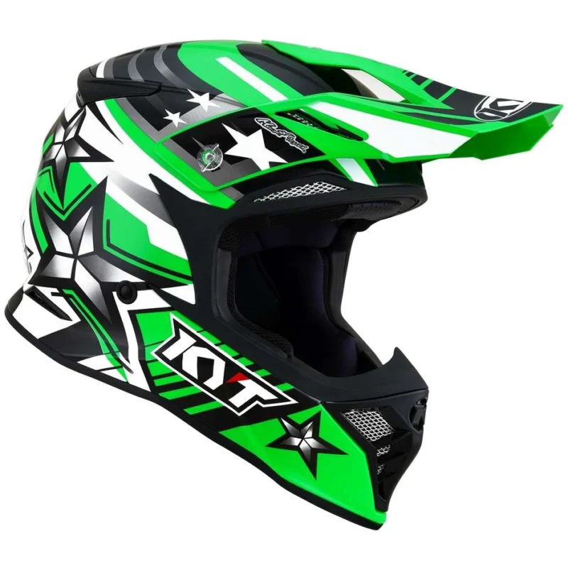 Cross Enduro Motorcycle Helmet in KYT SKYHAWK ARDOR Green FLUO Fiber Ordina Subito