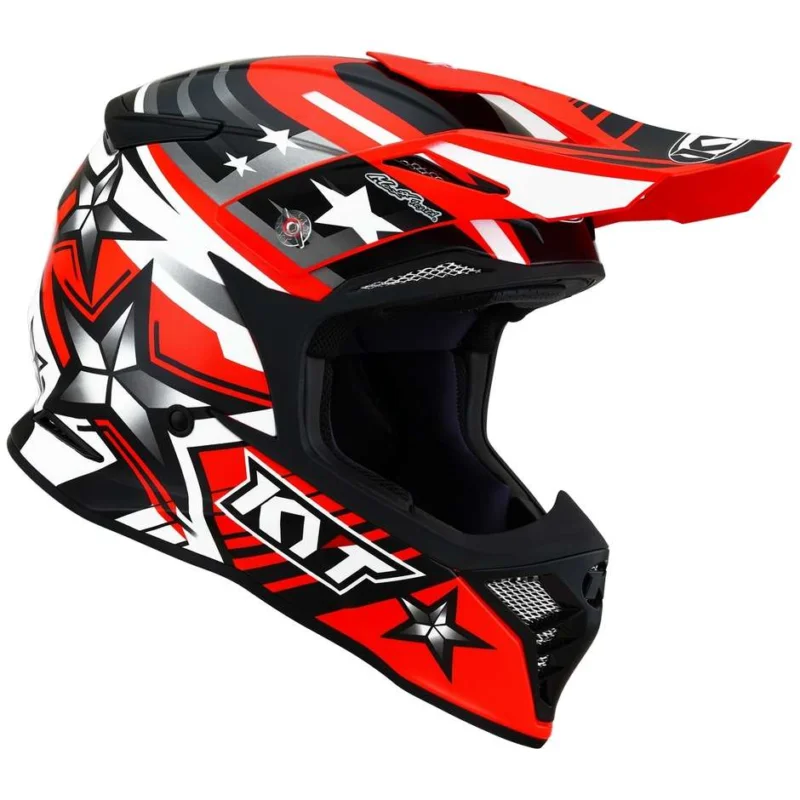 Cross Enduro Motorcycle Helmet in KYT SKYHAWK ARDOR Red Fluo Fiber Vendita Finale