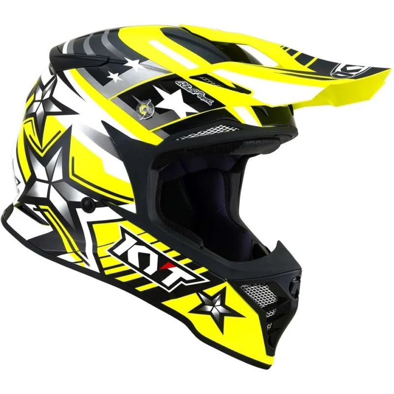 Ultimissimo Modello Cross Enduro Motorcycle Helmet in KYT SKYHAWK ARDOR Yellow Fluo Fiber