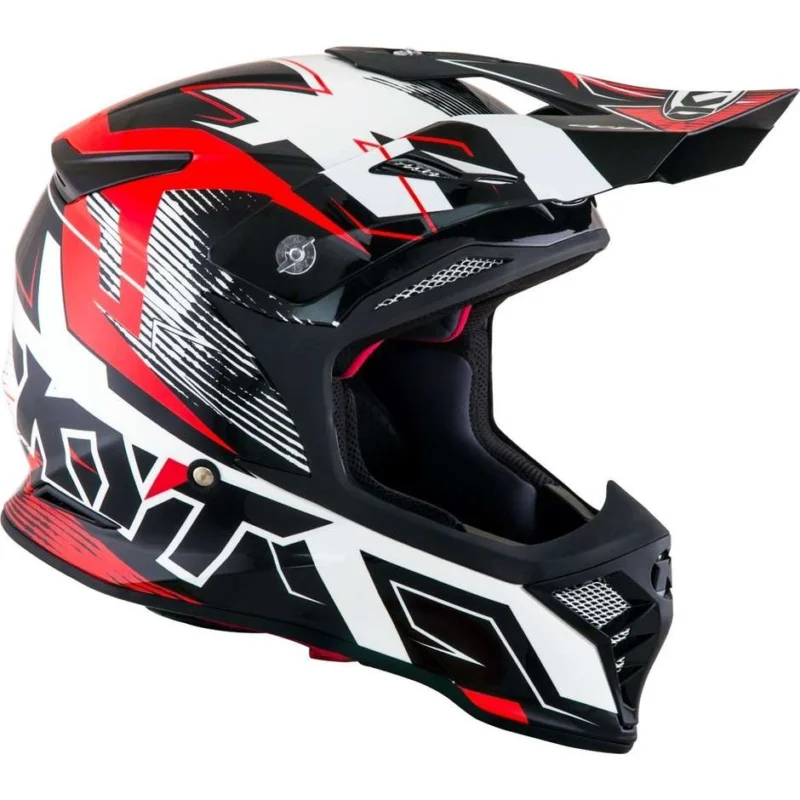 Cross Enduro Motorcycle Helmet in KYT SKYHAWK DIGGER White Red Fiber Offerta Lampo