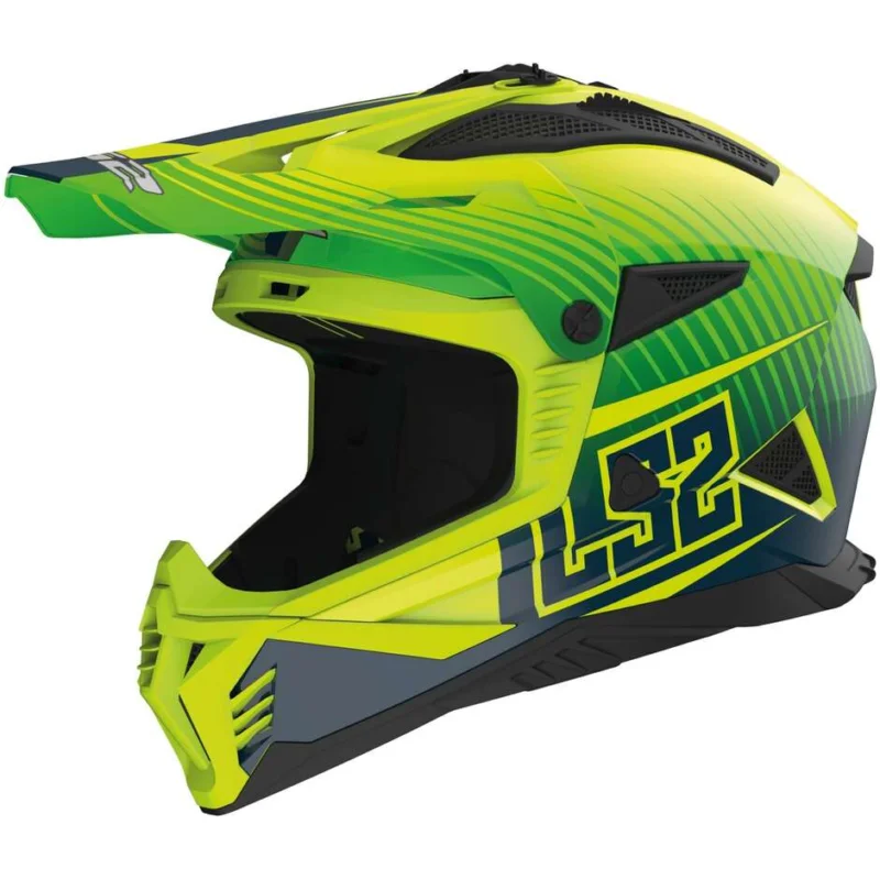 Cross Enduro Motorcycle Helmet Ls2 MX708 FAST 2 DUCK Yellow Green Fluo Matt Sconto