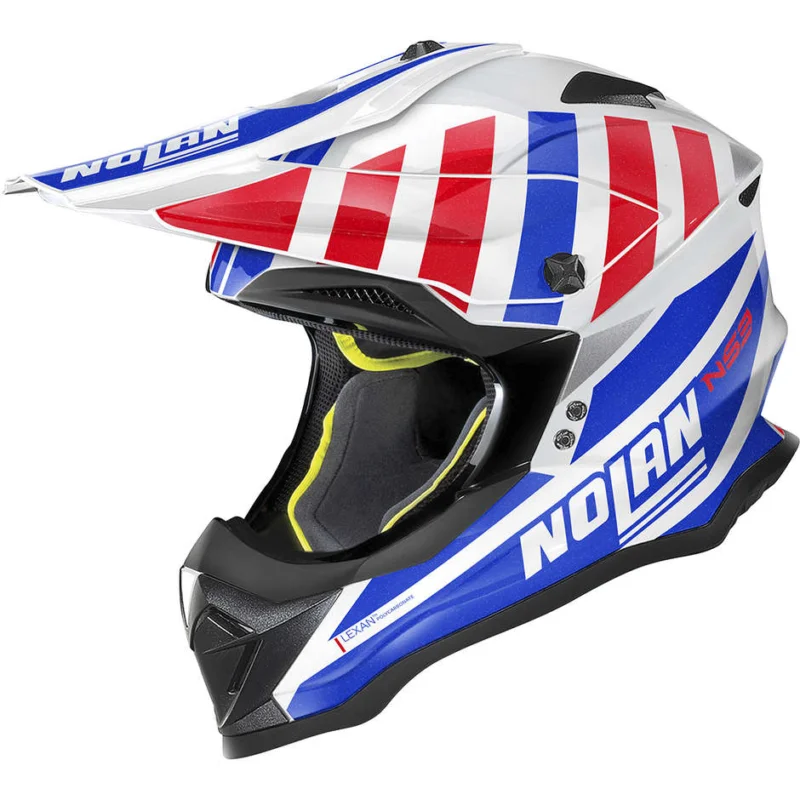 Miglior Prezzo Cross Enduro Motorcycle Helmet Nolan N53 CLIFFJUMPER 072 White Metal Blue Red