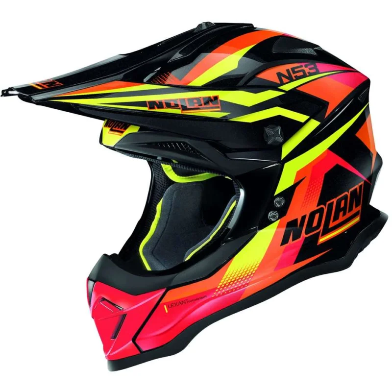 Novità Cross Enduro Motorcycle Helmet Nolan N53 FENDER 079 Glossy Red Orange