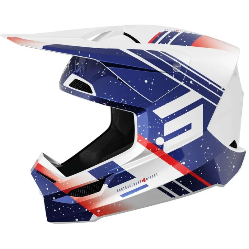 Ultimissimo Modello Cross Enduro Motorcycle Helmet Shot FURIOUS MIRAGE Red Blue Pearl