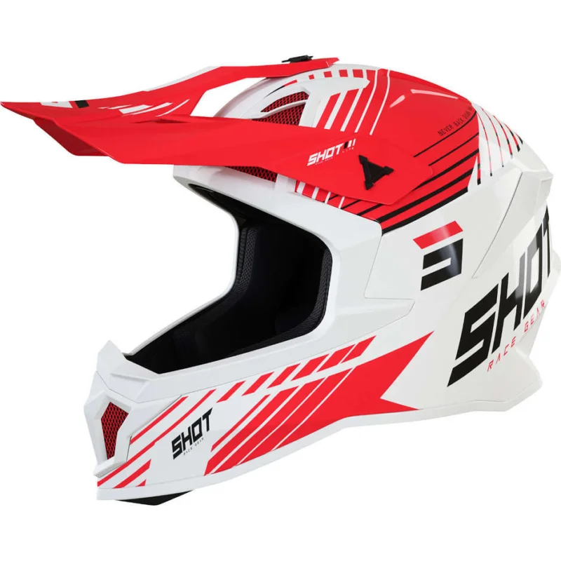 Cross Enduro Motorcycle Helmet Shot LITE FURY White Red Glossy Offerta