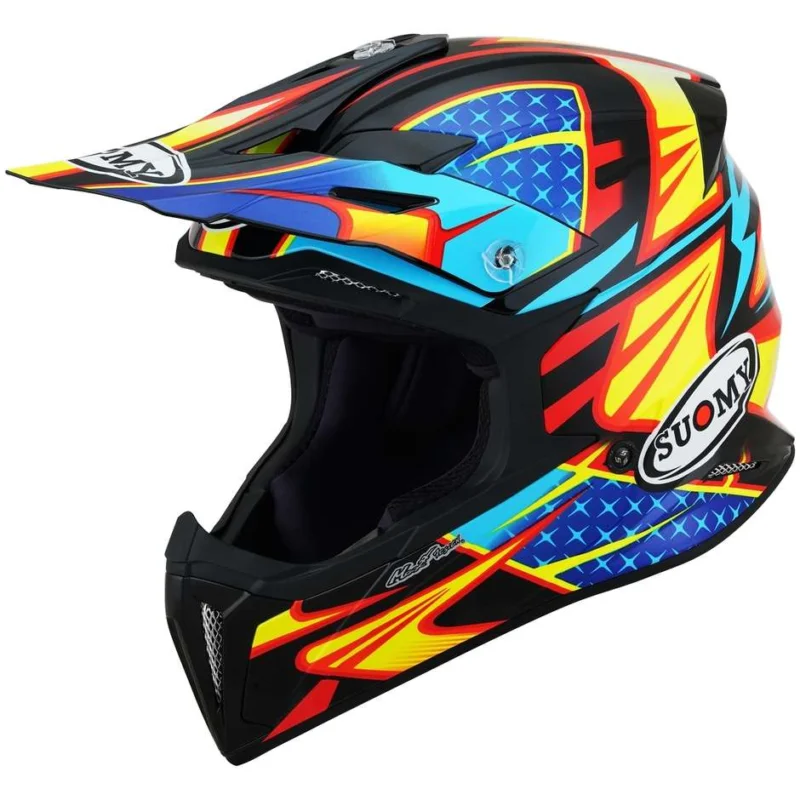 Cross Enduro Motorcycle Helmet Suomy X-WING DUEL Light Blue Red Ultima Occasione