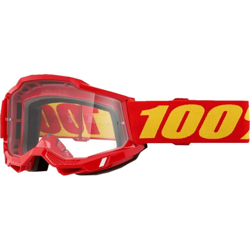 Spedizione Gratuita Cross Enduro Motorcycle Mask 100% ACCURI 2 RED Transparent Lens