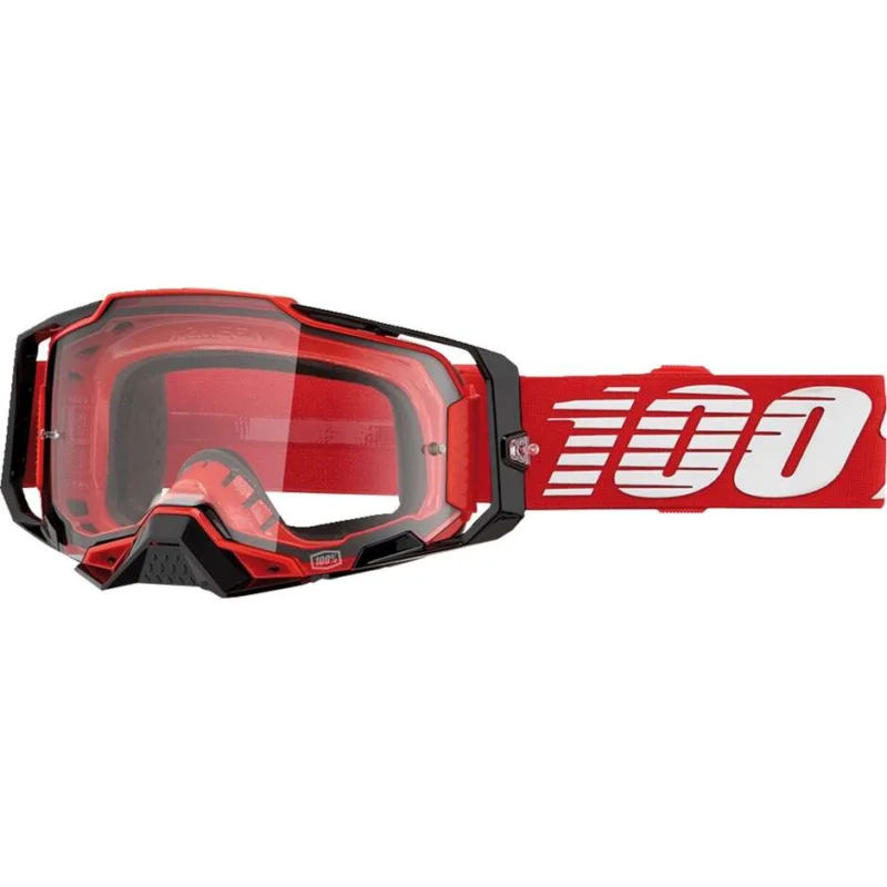 Cross Enduro Motorcycle Mask 100% ARMEGA RED Transparent Lens Più Venduto