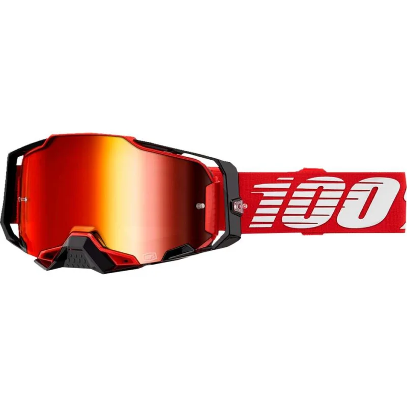Reso Gratuito Cross Enduro Motorcycle Mask 100% ARMEGA RED with Gold Mirror Lens