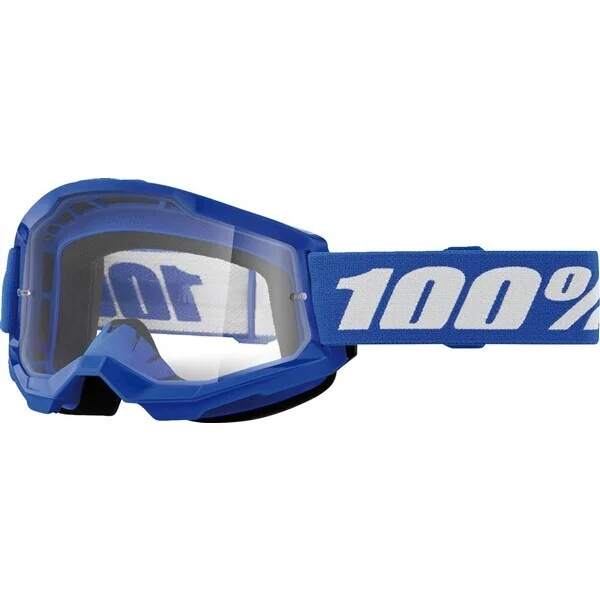 Cross Enduro Motorcycle Mask for Children 100% STRATA 2 Jr BLUE Transparent Lens Prezzo Conveniente