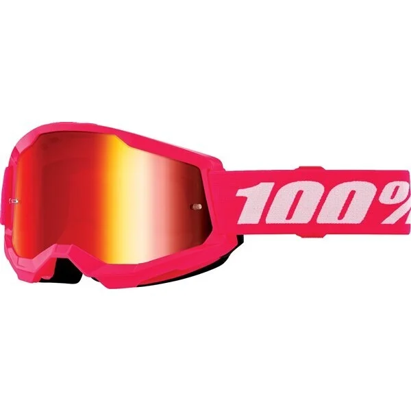 Non Perdere Cross Enduro Motorcycle Mask for Children 100% STRATA 2 Jr PINK Red Mirror Lens