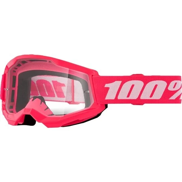 Reso Gratuito Cross Enduro Motorcycle Mask for Children 100% STRATA 2 Jr PINK Transparent Lens