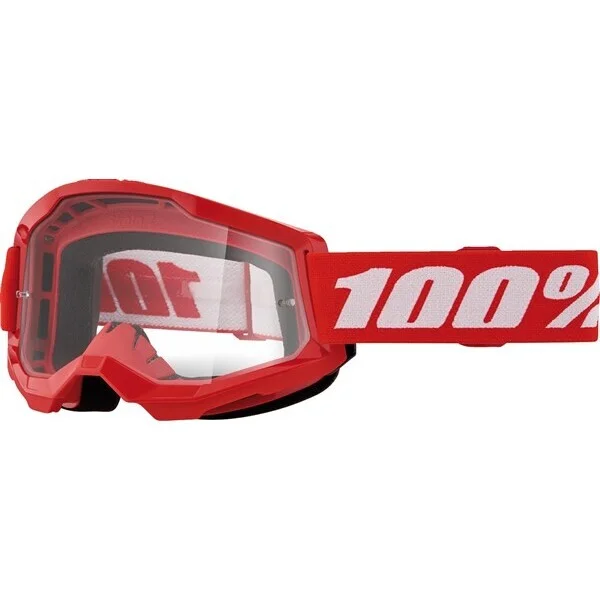 Cross Enduro Motorcycle Mask for Children 100% STRATA 2 Jr RED Transparent Lens Popolare