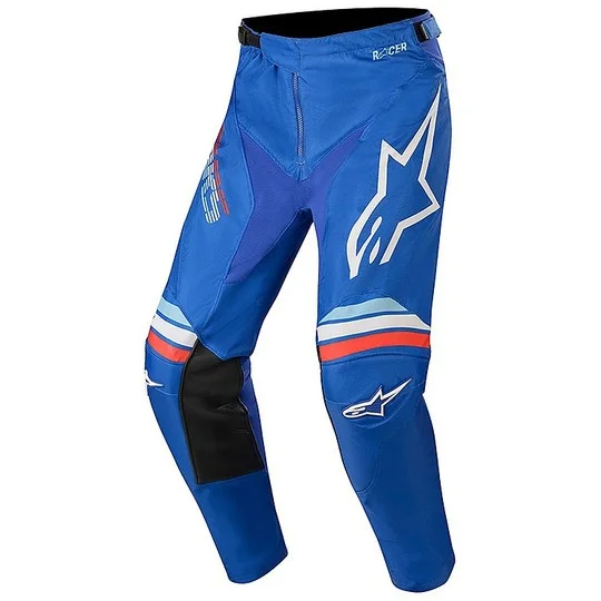 Cross Enduro Motorcycle Pants Alpinestars MX20 Youth Racer Braap Blue Off White Spedizione Gratuita