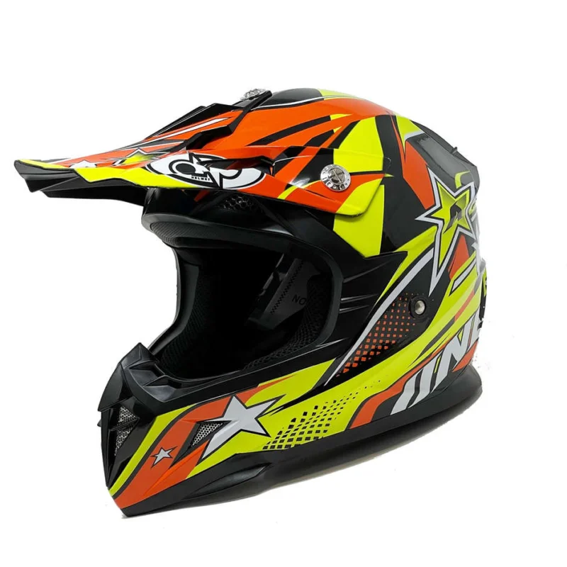 Offerta Cross Enduro One Off Road STAR Motorcycle Helmet Yellow Orange