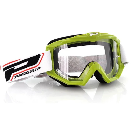 Cross Enduro Progrip 3201 Moto Atzaki Green Glasses Clear Lens Nuovo Arrivo