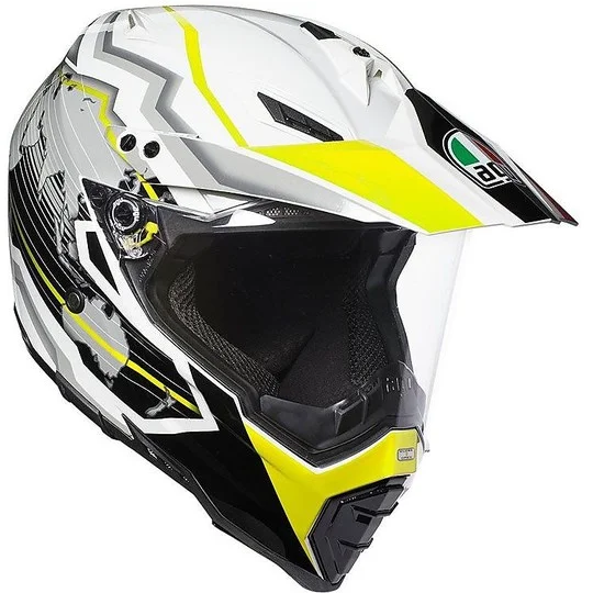 Popolare Crossover Enduro Helmets AGV AX-8 Dual EVO Earth Black White Yellow Fluo