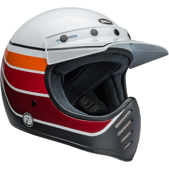 Custom Full Face Motorcycle Helmet BELL MOTO-3 RSD SADDLEBACK White Black Satin Gloss Acquista Ora