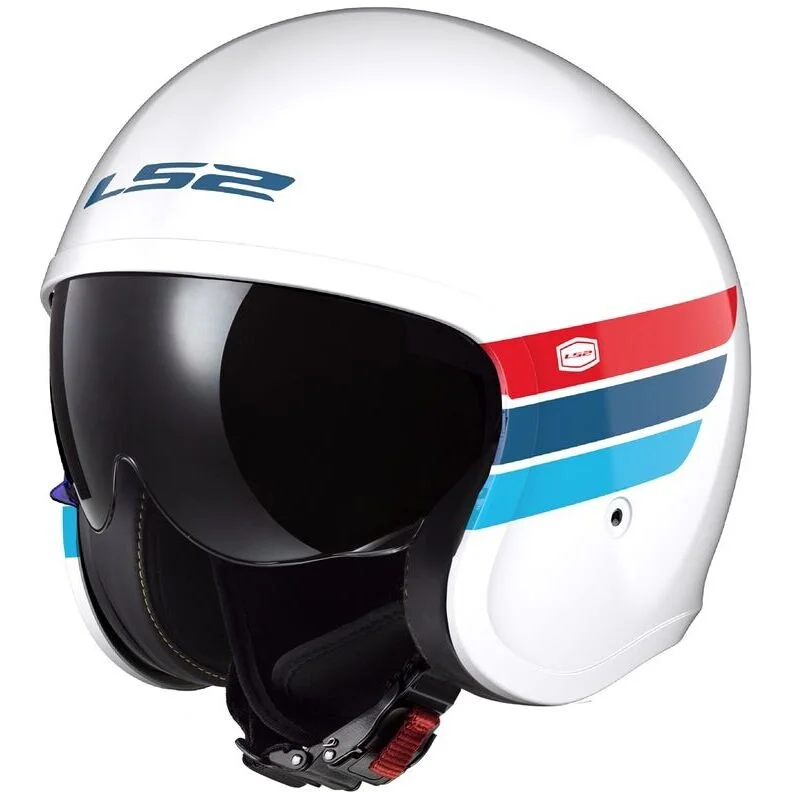 Custom Jet Motorcycle Helmet Ls2 OF599 SPITFIRE 2 RETRO' White Blue Red Offerta