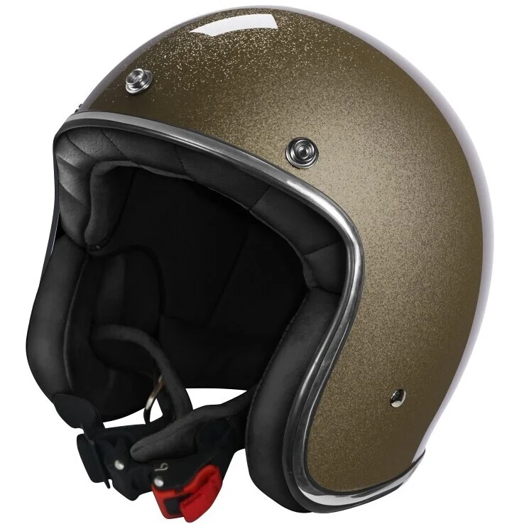 Non Perdere Custom Jet Stormer QUARTZ GLITTER Glossy Gold Motorcycle Helmet