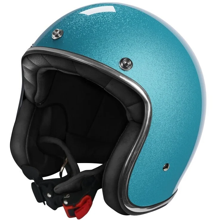Esclusivo Custom Jet Stormer QUARTZ GLITTER Turquoise Glossy Motorcycle Helmet