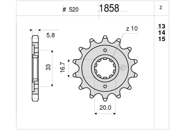 361858013 - PIGNONE 13 DENTI RMZ 250 2004>2006/KX 250 2004>2005 Più Venduto
