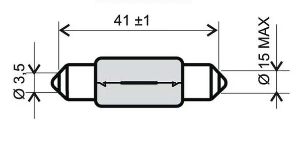 246510145 - Lampadina bianca siluro 12v 15w T15x44 Professionale
