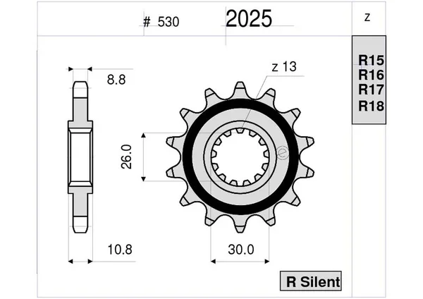 Compra Online 362025R16 - PIGNONE 16 DENTI PASSO 530 YZF R1 1000 1998>2014