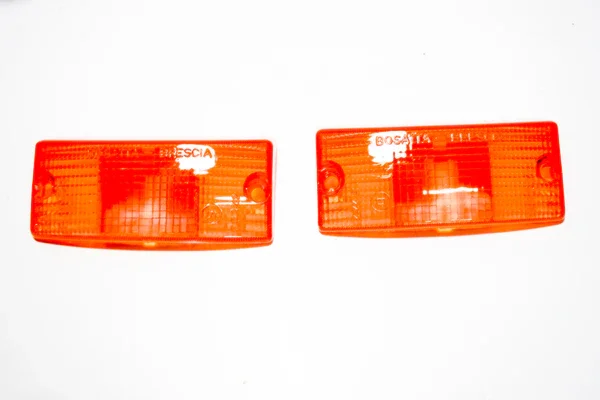 Spedizione Espresso RP275 - COPPIA VETRI FRECCE ANTERIORI ARANCIONI VESPA PX 125-150-200