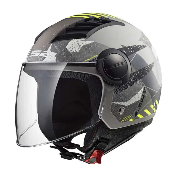 305625461L - CASCO LS2 JET OF562 AIRFLOW CAMO MATT TITANIUM YELLOW TAGLIA L Occasione Imperdibile