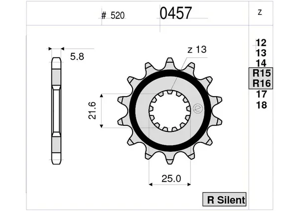 360457Z14 - PIGNONE 14 DENTI ER-6N 650/YZ 250 Direttamente Dal Produttore