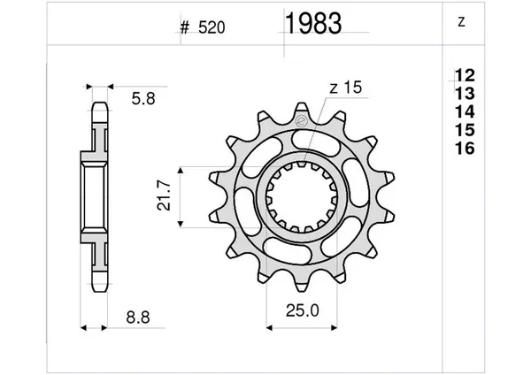 361983Z12 - PIGNONE 12 DENTI KTM 250 Prezzo Di Fabbrica
