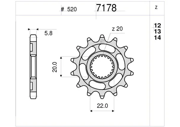 Ultime Pezzi 367178Z14 - PIGNONE 14 DENTI WR 250 F 2008>2013